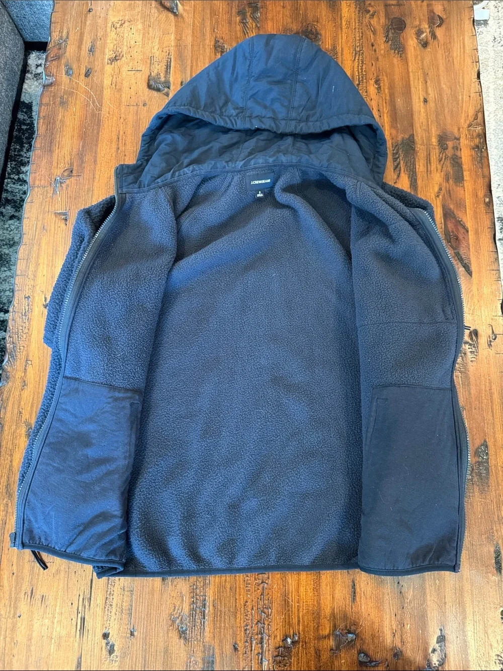 J. Crew Navy Hooded Sherpa Zip Jacket